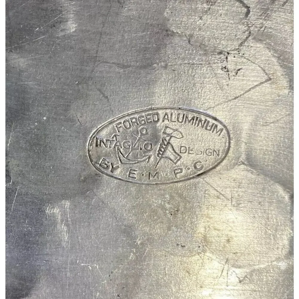 EMPC Hammered Aluminum Tray Square Intaglio Design 50s Floral Wall Hang 13